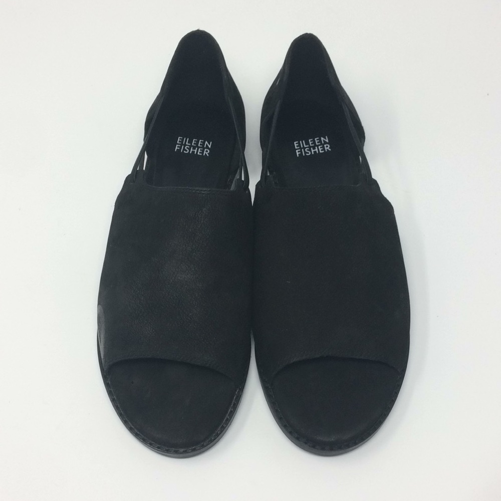 Eileen Fisher black suede flats